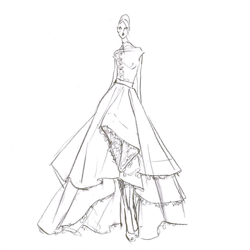 A Pencil Sketch Of A Woman In A High Fashion Outfit HighRes Vector Graphic   Getty Images