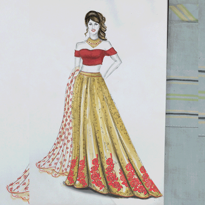 Learn to Draw Beauitful Fashion Illustration for Lehengas