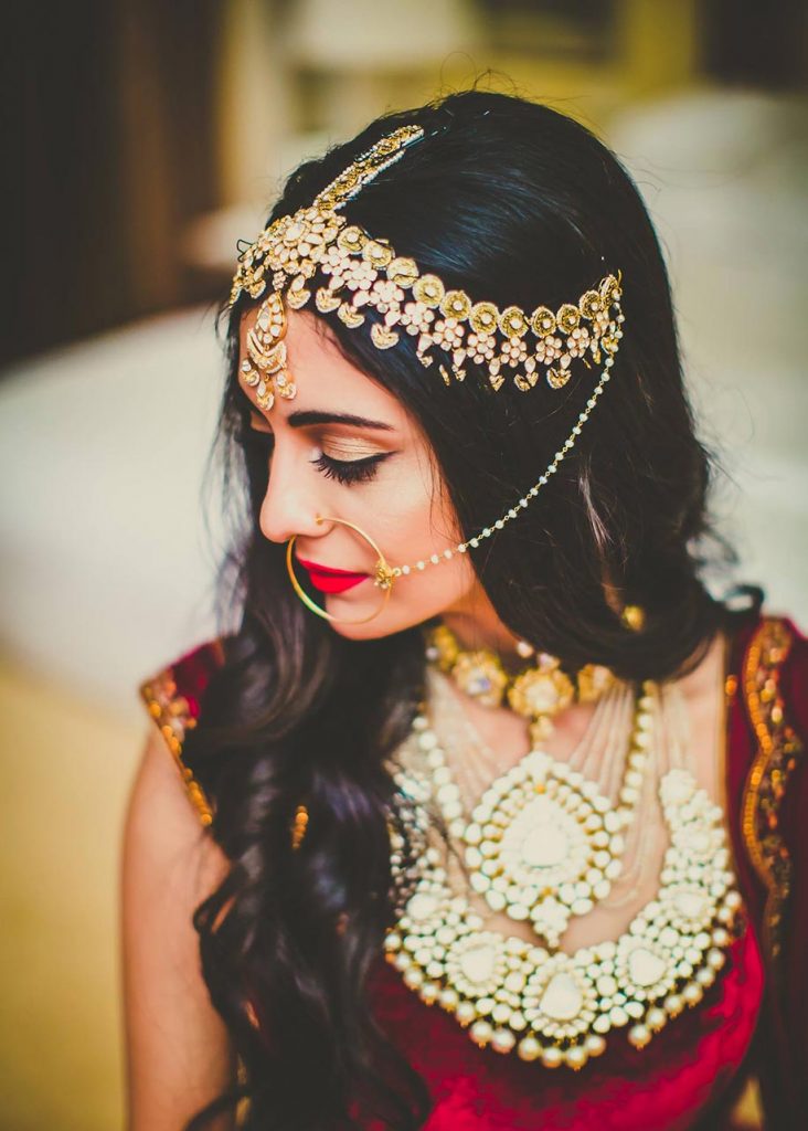 Brides Slaying Their Open Hairstyles With Maang Tikka Or Matha Patti