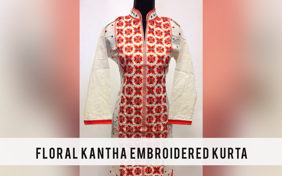 Batik Kurta with Kantha Stitch