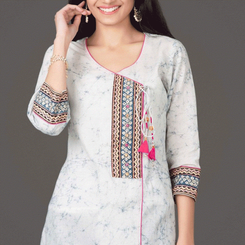 Pink Stitched Embroidery Patch Work Pure Cotton Kurtis Get Extra 10   Dailybuyys