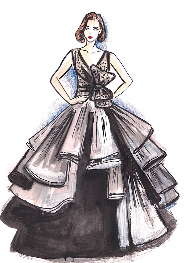 Maggie Ai Fashion Illustration — First Lady Melania Trump's inaugural gown  by...