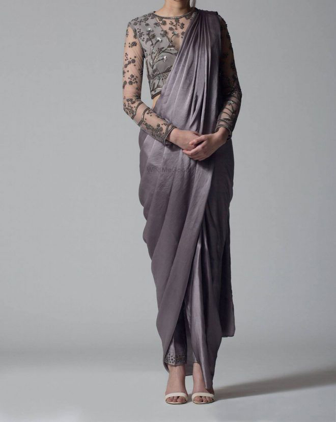 Hunar Online saree with dhoti pants Hunar Online saree with dhoti pants