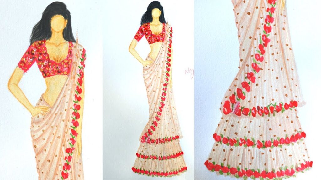 fashion illustration sarees fashion illustration sarees
