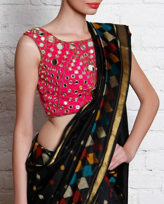 mirror work saree blouse