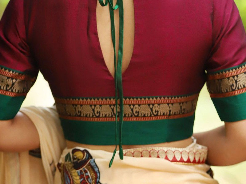 designer red saree blouse woaman wearing red colour designer saree blouse