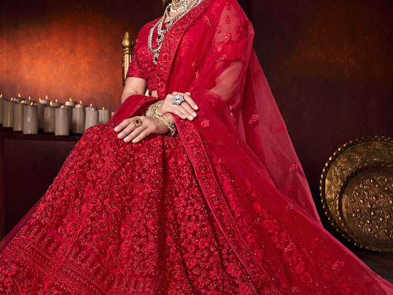 red bridal saree