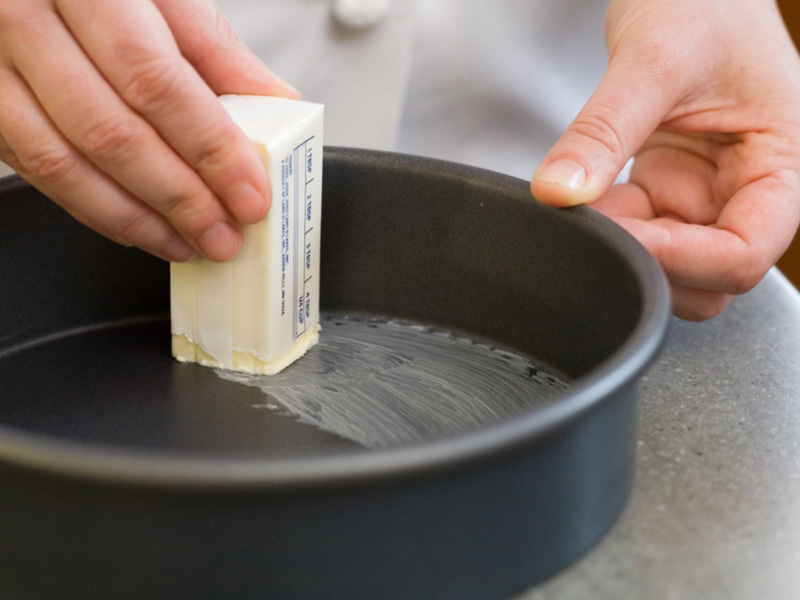 greasing pan for baking