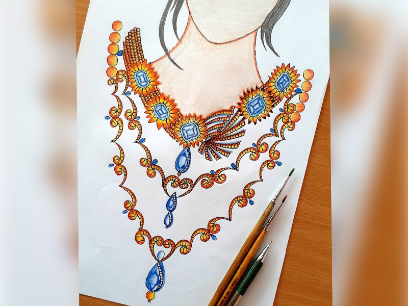 Jewelry Design Watercolor Sketch on the White Paper Stock Image - Image of  watercolor, painting: 62828715